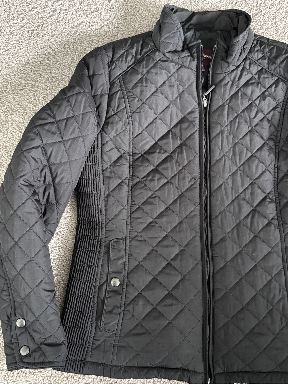 Johnston & Murphy Black Quilted Zip-Up Puffer Jacket Women S